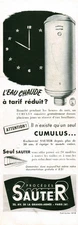 Publicité ancienne ballon d'eau chaude Cumulus Sauter issue de magazine 1954