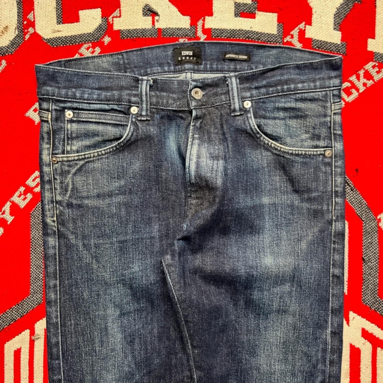 Vintage Edwin Navy Blue Japanese Denim Slim Fit Jeans | 34W 30L image 2