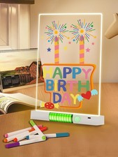 Clear Dry Erase Board LED Acrylic Message Light Up 8.2x11.8 Inch Vertical