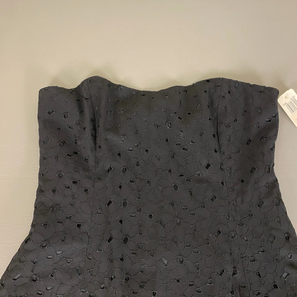 Shoshanna Mini Dress Size 12 Black Eyelet Strapless Party Cocktail New NWT - image 2 of 4