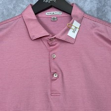 Peter Millar Men's XL Pink White Stripe Golf Polo 100 Cotton