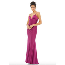 MAC DUGGAL Dress Size 12 Evening Gown NEW Purple Slip Dress Light Bust Pad Silky
