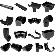 Half Round 112mm Guttering & 68mm Down pipe Fittings | BLACK / WHITE | BULK BUY!