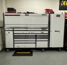 Snap-on 84” Epiq Stainless  Top White Tool Box /Side Locker/Power Locker Cabinet