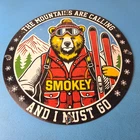 Vintage Forest Service Sign - Smokey Bear Mountains Skiing Gas Porcelain Sign