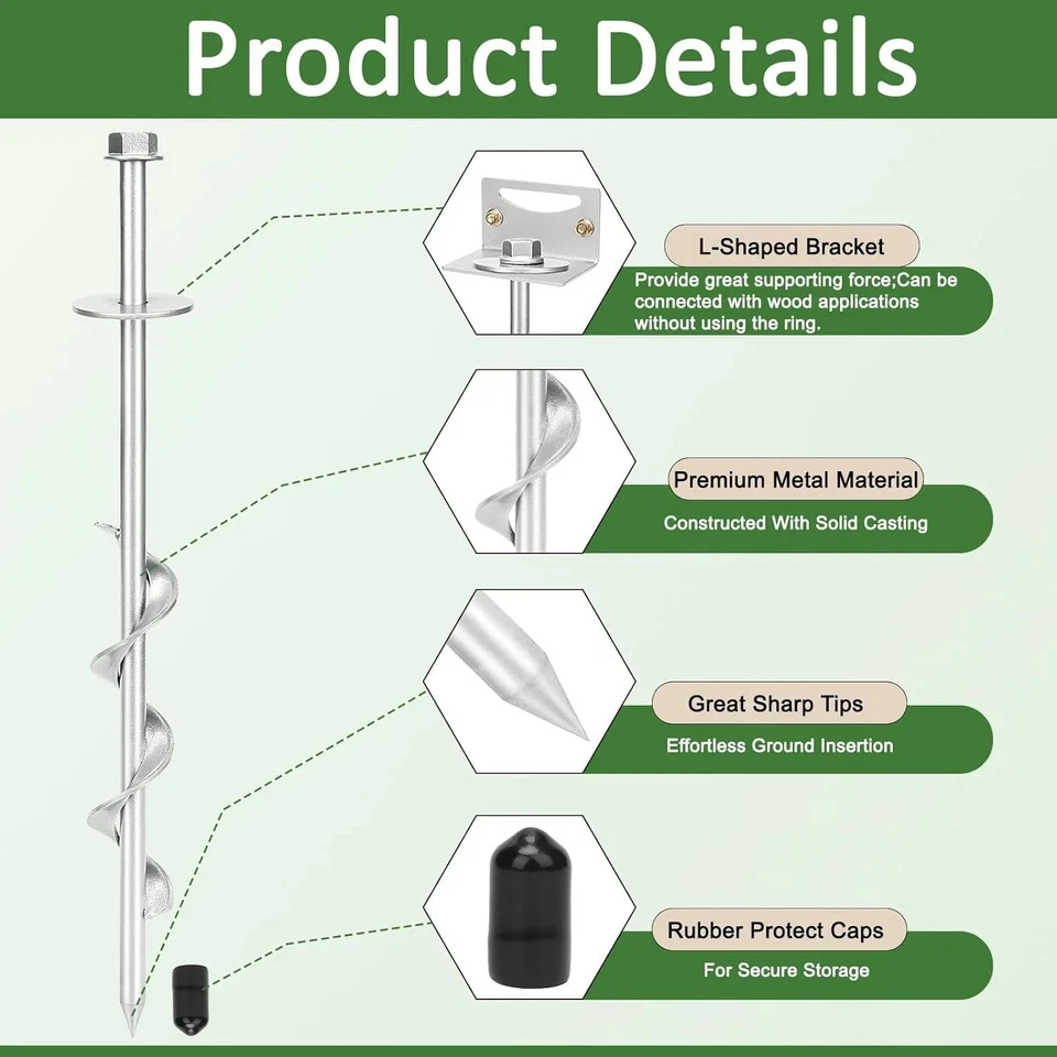 Anclajes para casa móvil de 24"", juego de 4 anclajes de tierra atornillados con soportes y Dri Foto 3 de 4