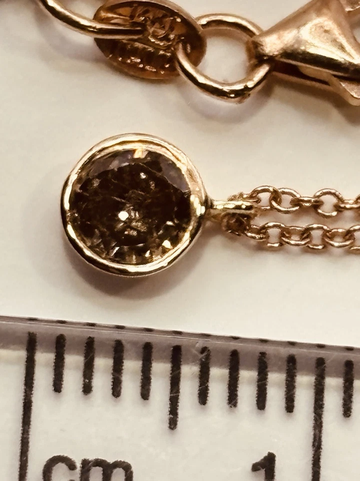 "Collar de diamantes joyería fina oro 14k 27 puntos chocolate natural 16""ch rosa" Foto 4 de 4