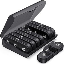 Weekly Pill Organizer 3 Times a Day, Portable Travel Pill Box 7 Day with Large P