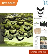 Halloween Bat Decorations 18 Pcs Outdoor Indoor Plastic Bats with Emoji Eyes