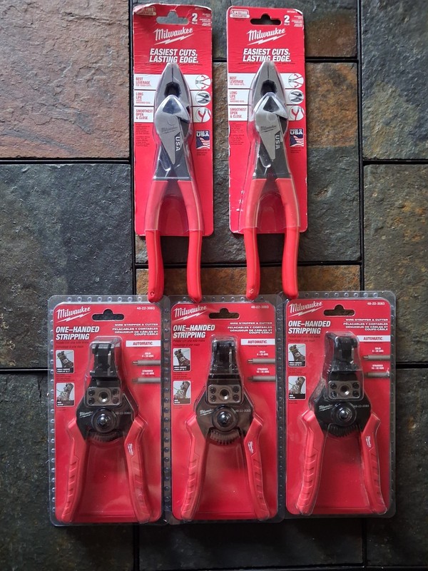 Milwaukee Electrician Tools Lineman's 9" Pliers 8" Diagonal Stripper Lot 7 NEW 