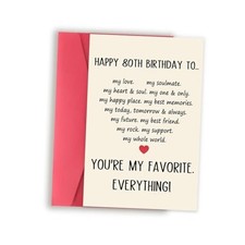 Sweet 80th Birthday Card for Lover, 80 Birthday Gifts for Women Men, Love 80TH