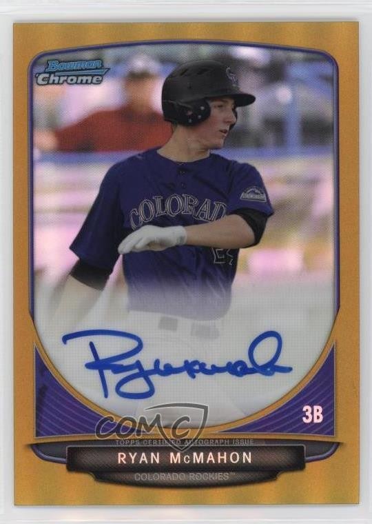2013 Bowman Draft Chrome Prospect Gold Refractor 37/50 Ryan McMahon Auto lb9