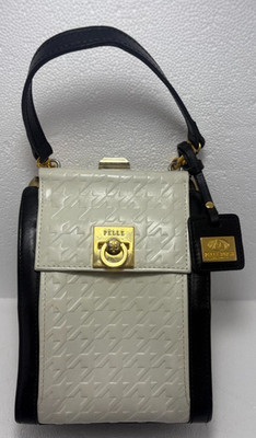 Middle Age Bag Pelle Borsa Black and White Houndtooth small