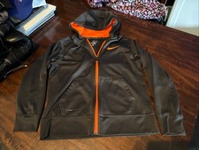 Nike Boys Large Therma-Fit Dri-Fit Athletic Sweatshirt Black/bright Orange Zipup