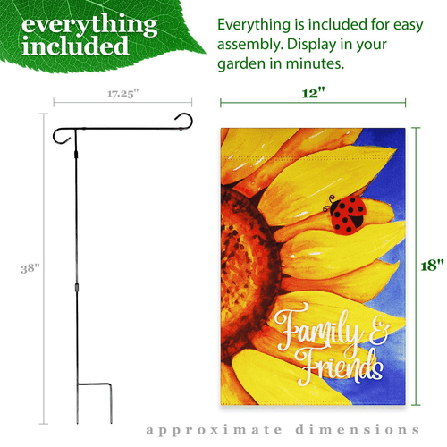 Combo Pack Garden Flag Stand Black 36x 6 in and Garden Flag 12x18 in Sunflower - Picture 9 of 9