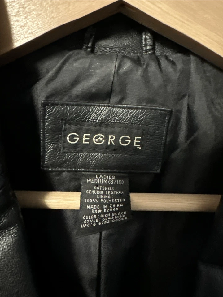 George Vintage 90s Genuine Black Leather Jacket/ Blazer Women’s Size M - Image 2 of 4
