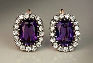 Antique Russian Large Amethyst Diamond Gold Cer Earrings Ebay Image Is Loading Antique Russian Large Amethyst Diamond Gold Cer Earrings