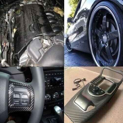 FOR MASERATI 60 X 180" BLACK CARBON FIBER VINYL WRAP SHEET ROLL 5 X 15' 