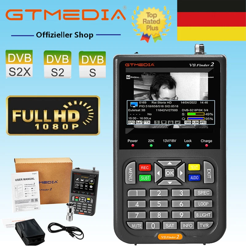Profesional GTMEDIA Finder2 3.5'' LCD Satelital Medidor Sat DVB-S2/S2X HD Satfinder