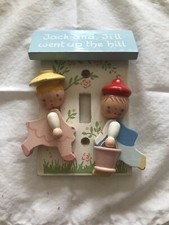 VINTAGE BABY NURSERY RHYME WOOD JACK AND JILL SWITCH PLATE