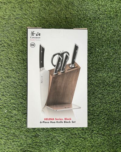 Cangshan HELENA Series German Steel Forged, HUA Knife Block Set (6-Piece, Black)