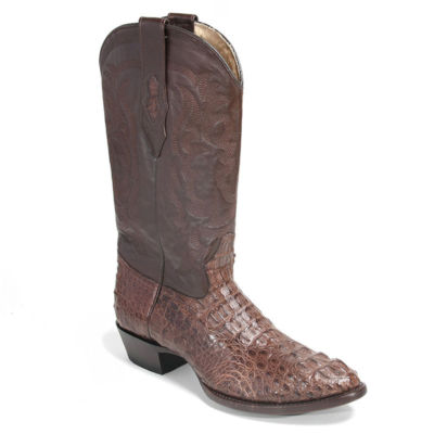 LOS ALTOS BROWN CAIMAN CROCODILE HORNBACK ROUND TOE WESTERN BOOT D 650207