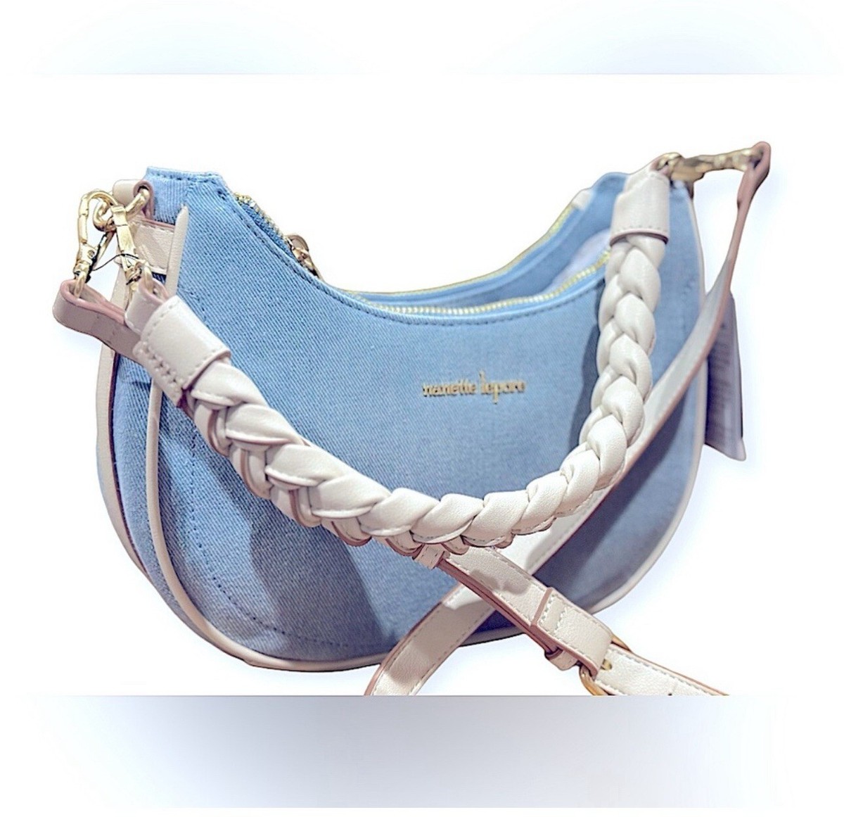 Nanette Lepore Women's Blue Jean Denim Convertible Crescent