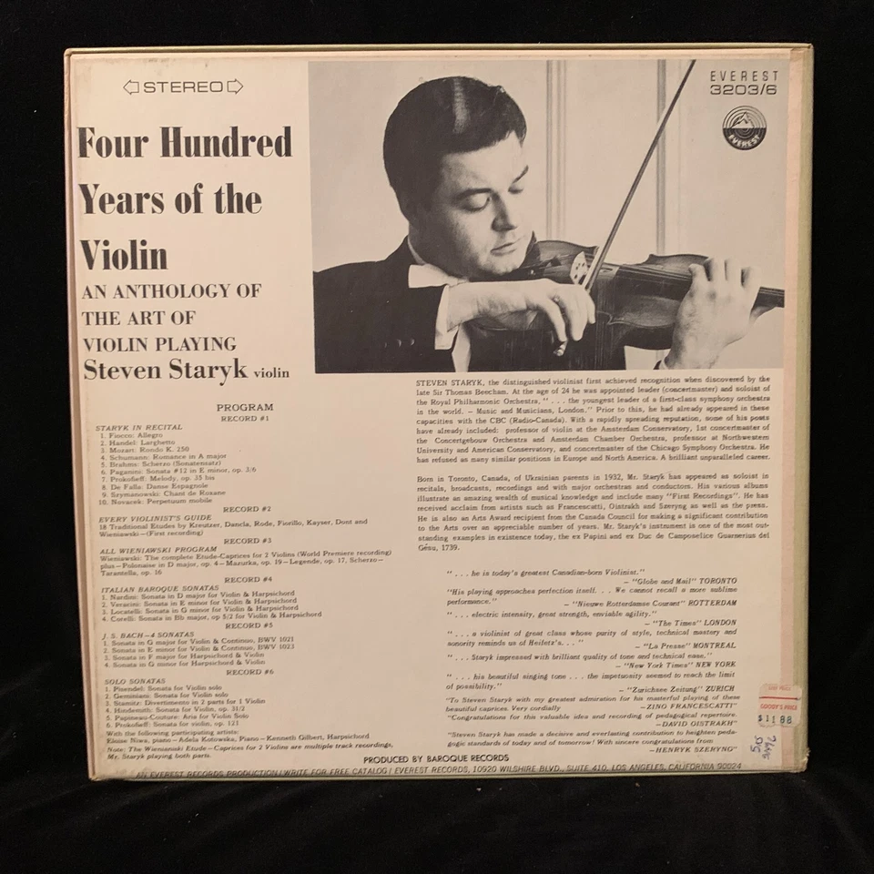 STEVEN STARYK violin - 400 Years of the Violin - EVEREST SDBR 3203/6 ST 6LP BOX - Image 2 of 4