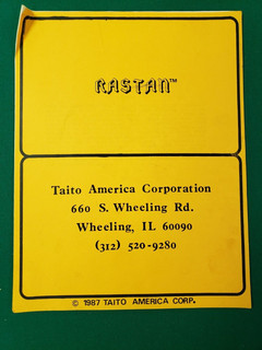 Taito Rastan Arcade Manual (SEE PHOTOS)