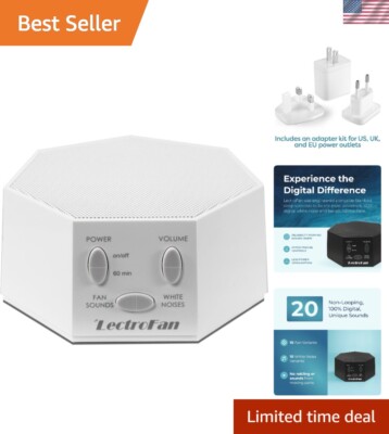 High Fidelity White Noise Machine with International Power Adaptors for the ,...