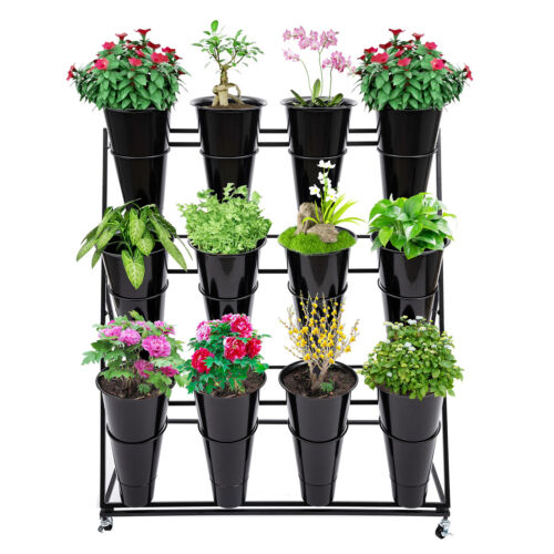 3-Tier Flower Plant Stand Shelf Flower Display Stand WITH BUCKET for Flower Shop