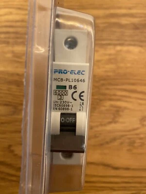 6A MCB Pro Elec B6 6ka MCB-PL10646 BNIB