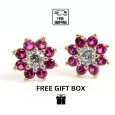 14k Yellow Gold Flower Stud Earrings with screw back