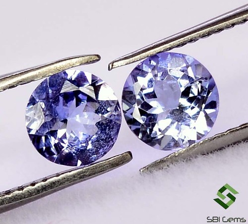 0.76 Cts Certified Natural Tanzanite Round Cut Pair 4.75 mm Faceted Gemstones - Picture 4 of 4