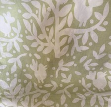 Pottery Barn Kids GREEN WHITE FLORAL BIRD FARM COUNTRY COTTAGE Twin Flat Sheet