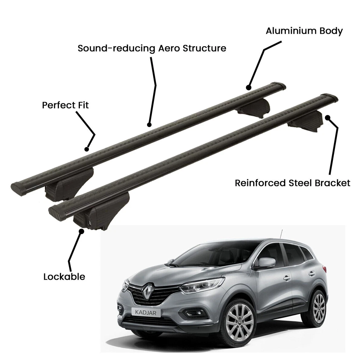  2 Pièces Voiture Barres Toit, pour Renault Kadjar 2015