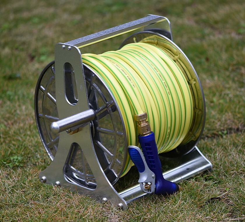 Garden Water Hose Reel Rack Stainless Steel Water Pipe Storage