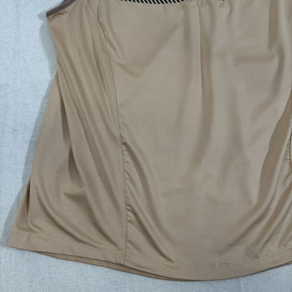 Jamie Sadock Sleeveless Tan & Pink Colorblock Pullover Womens Golf Polo Shirt L - Image 3 of 4