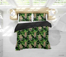 3D Leopard Leaf Pattern Quilt Cover Set Duvet Cover Bedding Pillowcases