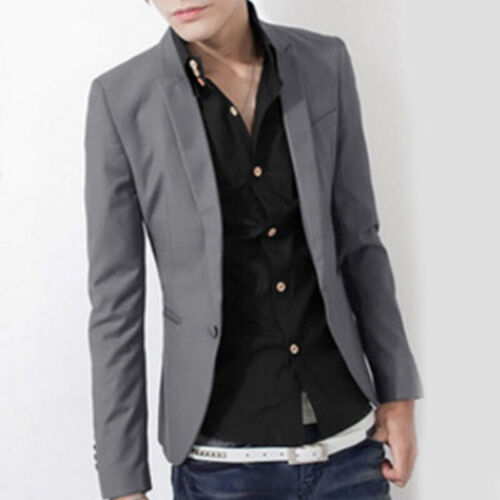 Business Coat Formal Coat Suit Jacket Men Blazer Tops Slim Fit Casual One Button - Picture 6 of 30