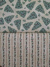 VTG Christmas Fabric coordinating OOP cotton holly, trees NEW BTHY