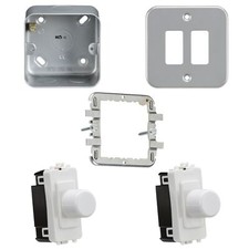 Image of Knightsbridge 2G 2 Way Metal Clad LED Dimmer Intelligent Trailing/Leading Edge