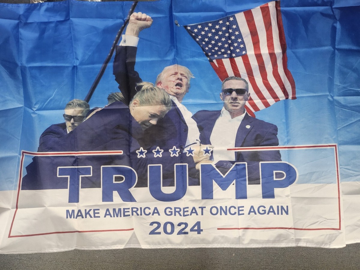 3'x5' Trump Shooting Fight Flag You Missed Flag Trump 2024 150D - Foto 6