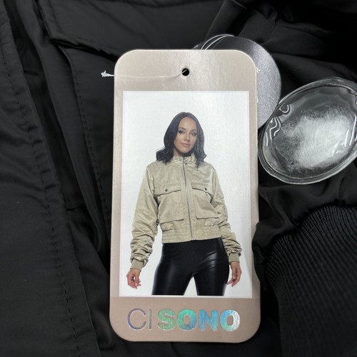 NWT Ci Sono Women’s Full Zip Wind Resistant Padded Jacket Black Size L - Picture 3 of 3
