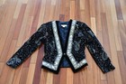 Scott Mcclintock Vintage Black Velvet Gold Glitter Victorian Retro Jacket Sz 4 — photo 2
