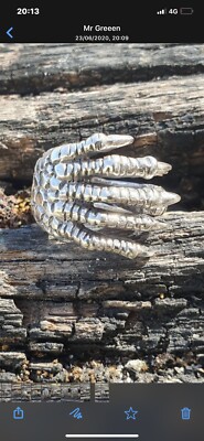Massiver Silberring Drachenkralle / Hand -
