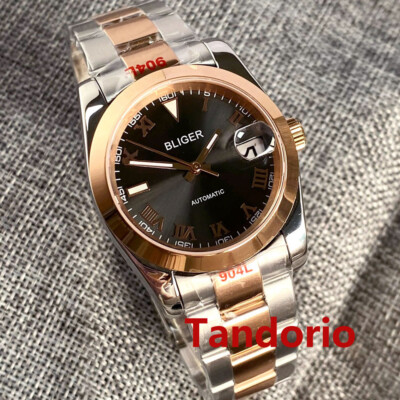 Bliger Two Tone 36MM Gray Dial Sapphire Glass Automatic NH35A Men Watch Oyster