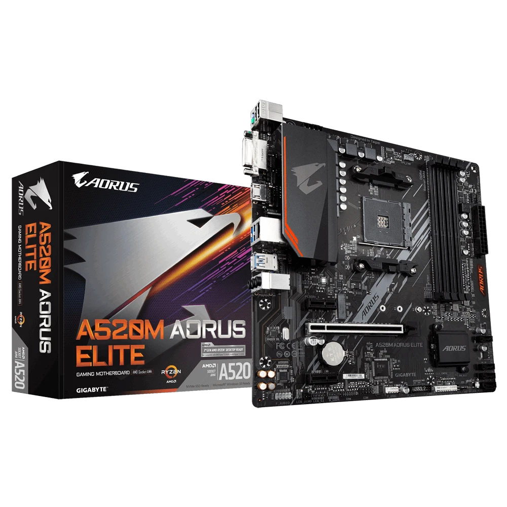 Gigabyte A520M AORUS ELITE Motherboard CPU AM4 AMD Ryzen DDR4 HDMI