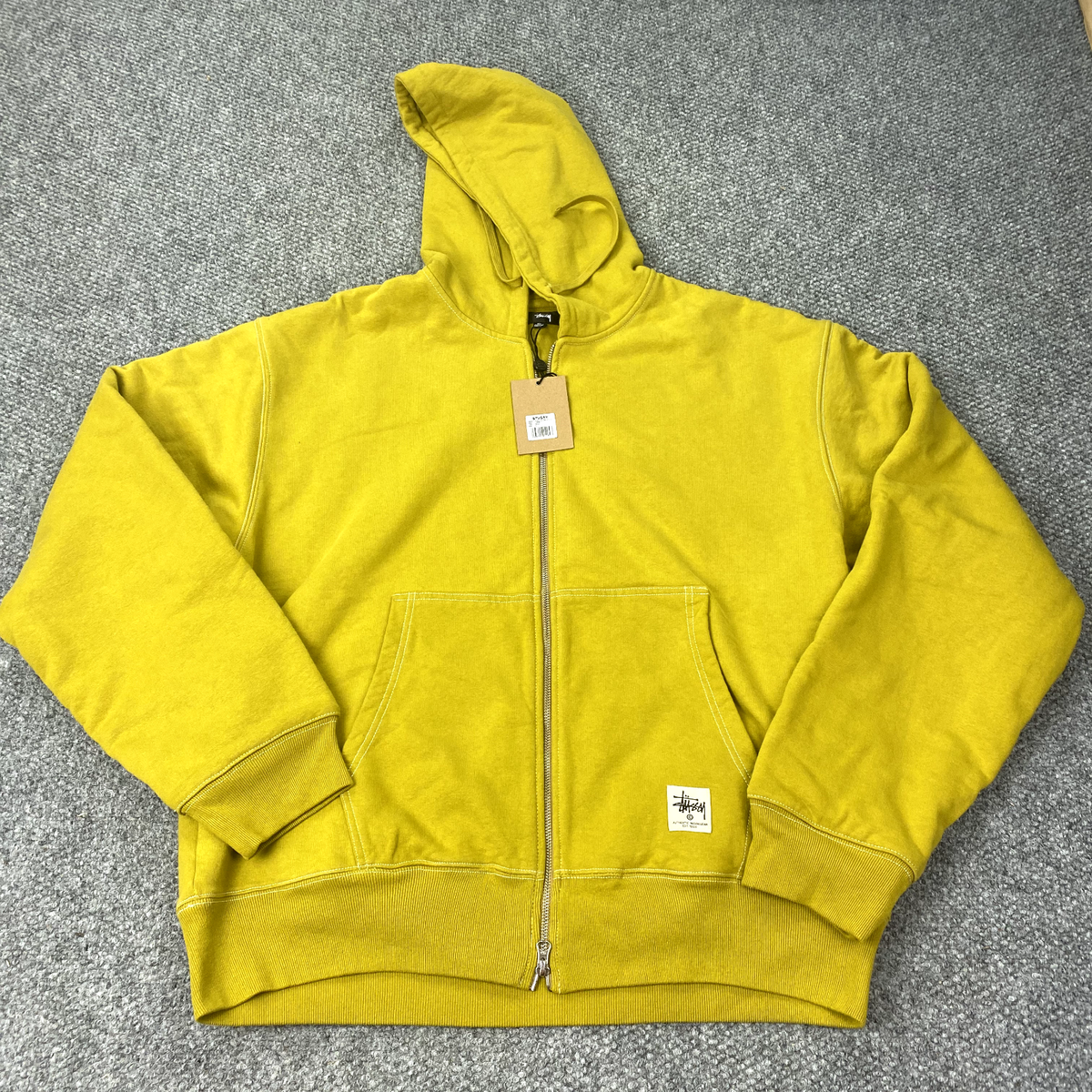 Stussy Double Face Label Zip-Up Hoodie Mens XL Gold Workgear Stussy Double Face Label Zip-Up Hoodie Mens XL Gold Workgear