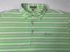 Peter Millar Summer Comfort Polo Shirt SEA ISLAND Mens Large Green Striped Golf